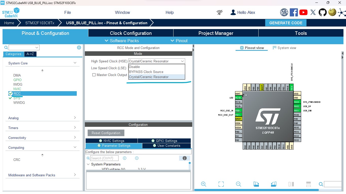 STM32 RCC Settings