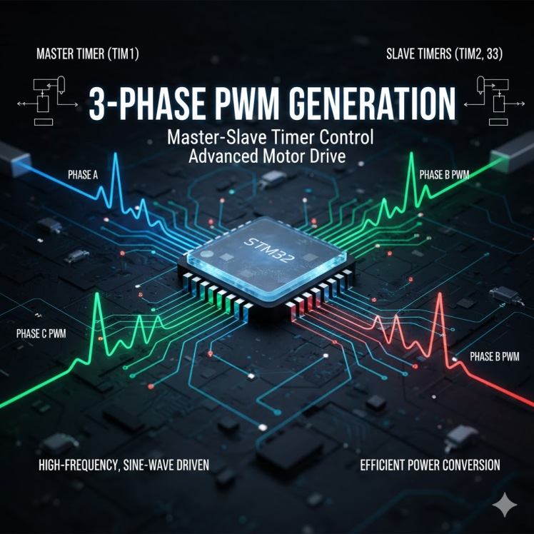 تولید شکل موج PWM سه فاز(اختلاف فاز ۱۲۰ درجه) در STM32